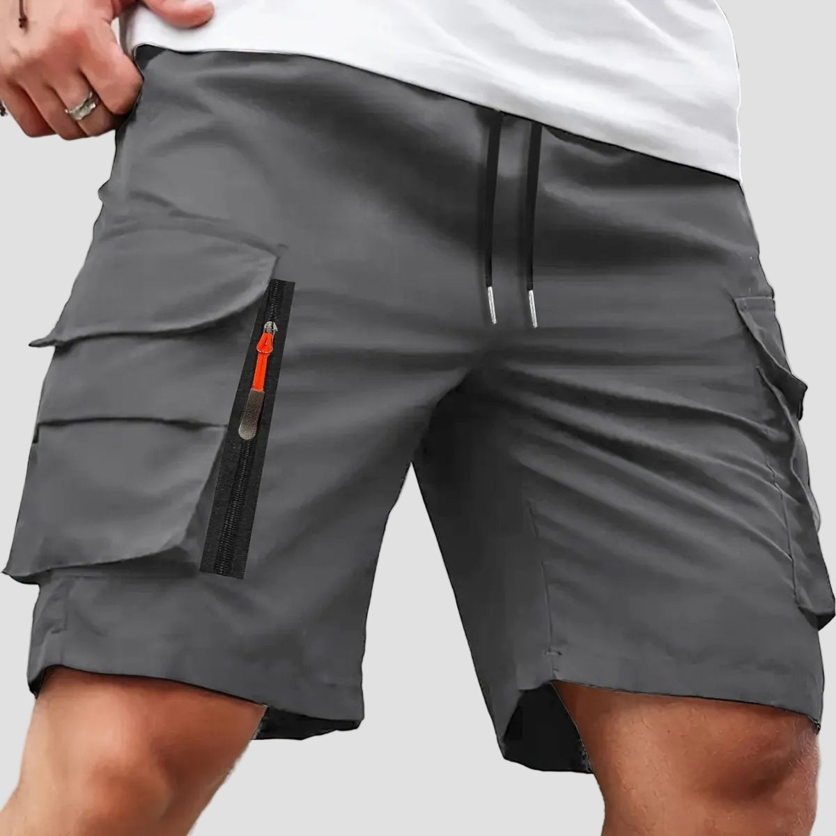 Men Cargo Shorts Relaxed Fit Zip Pockets