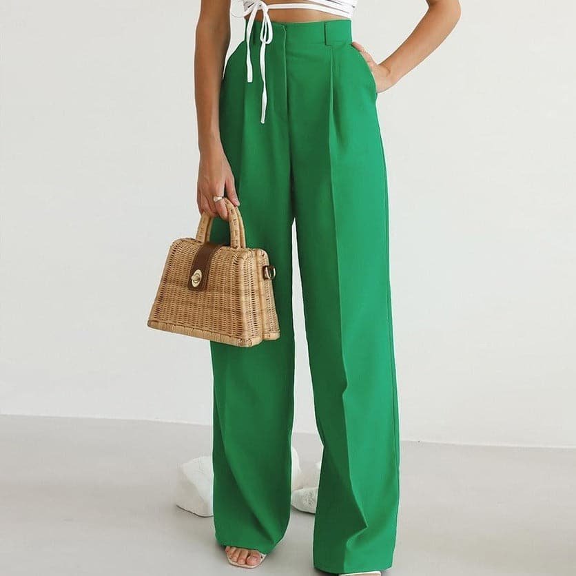 Wide Leg Linen Pants Women High Waist Pleated | Anouk