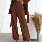 Wide Leg Linen Pants Women High Waist Pleated | Anouk