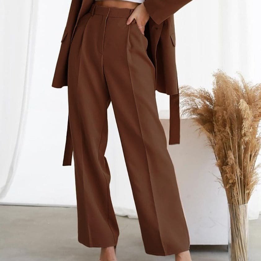 Wide Leg Linen Pants Women High Waist Pleated | Anouk