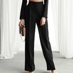Wide Leg Linen Pants Women High Waist Pleated | Anouk