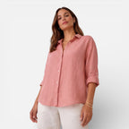 Linen Shirt Men Women Cotton Blend Breathable Lightweight Relaxed Fit