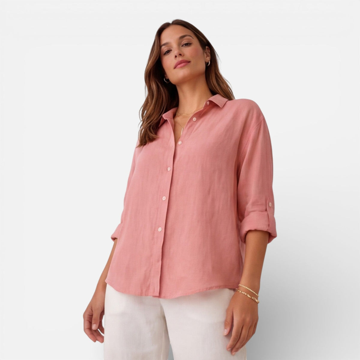Linen Shirt Men Women Cotton Blend Breathable Lightweight Relaxed Fit