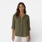 Linen Shirt Men Women Cotton Blend Breathable Lightweight Relaxed Fit