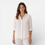 Linen Shirt Men Women Cotton Blend Breathable Lightweight Relaxed Fit