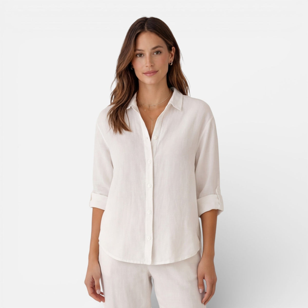 Linen Shirt Men Women Cotton Blend Breathable Lightweight Relaxed Fit