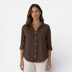Linen Shirt Men Women Cotton Blend Breathable Lightweight Relaxed Fit