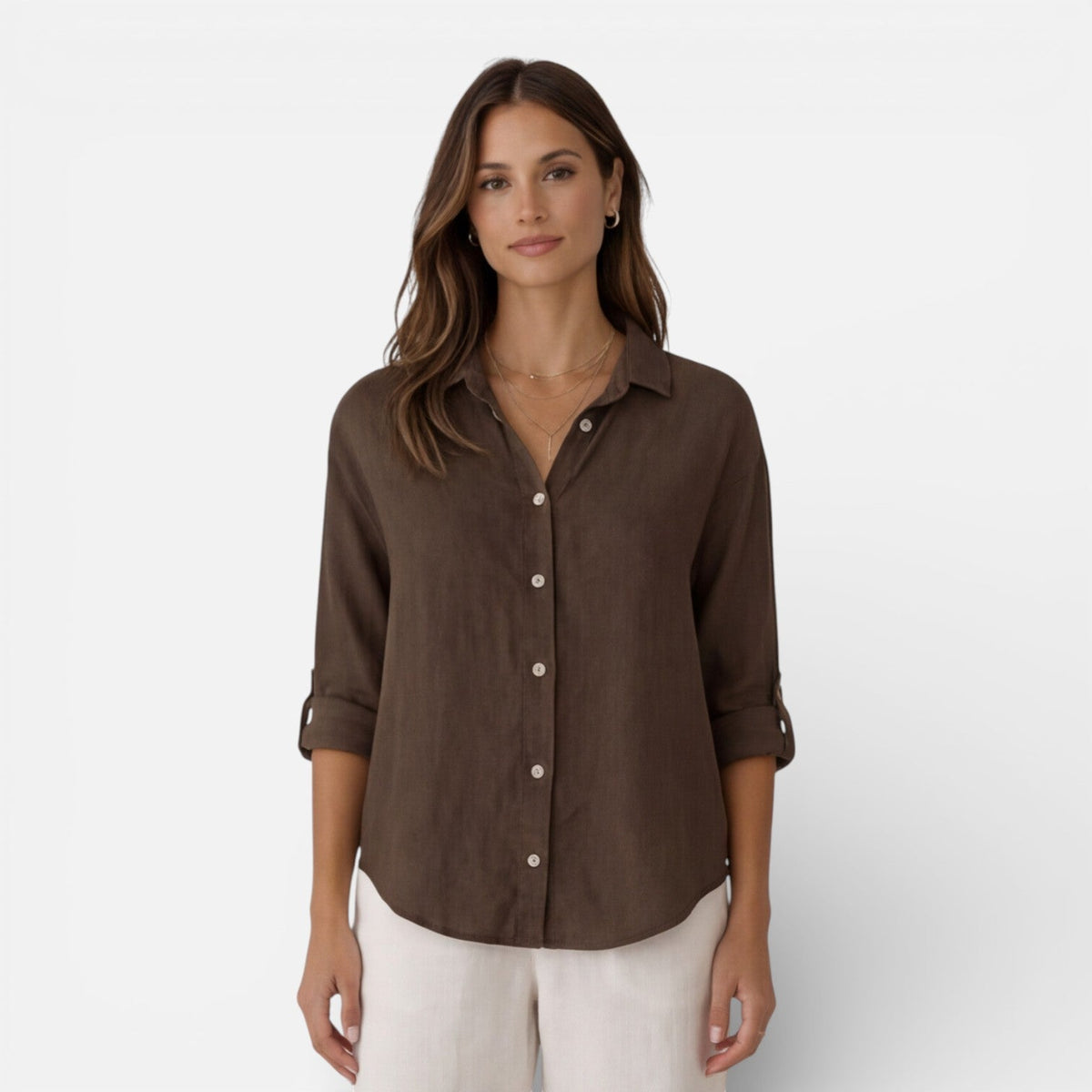Linen Shirt Men Women Cotton Blend Breathable Lightweight Relaxed Fit