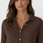 Linen Shirt Men Women Cotton Blend Breathable Lightweight Relaxed Fit