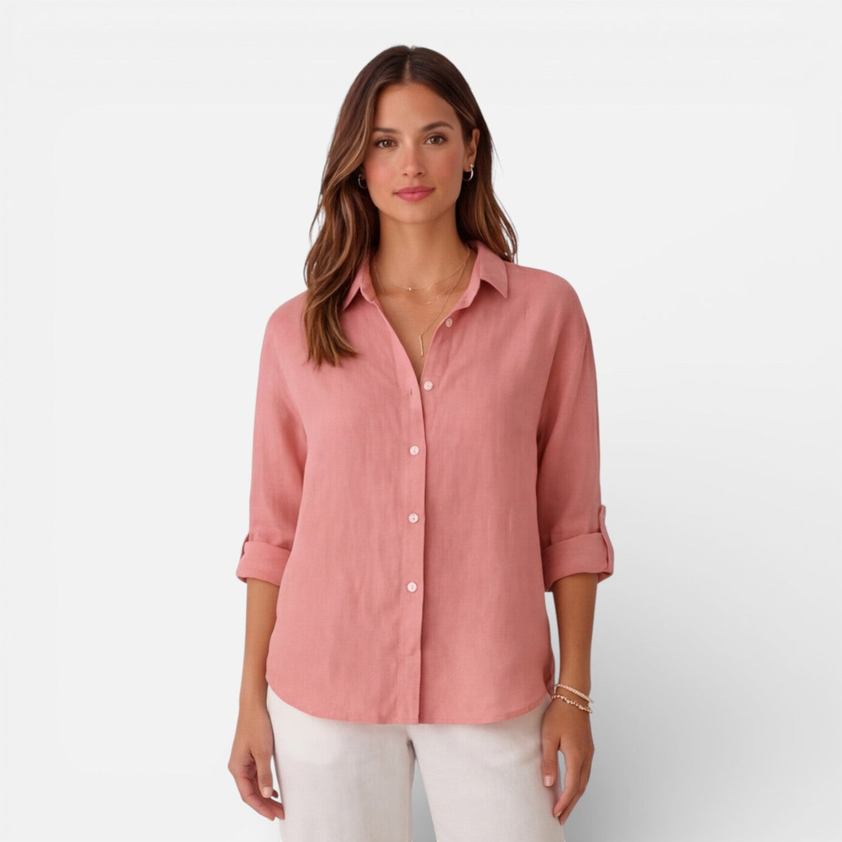 Linen Shirt Men Women Cotton Blend Breathable Lightweight Relaxed Fit