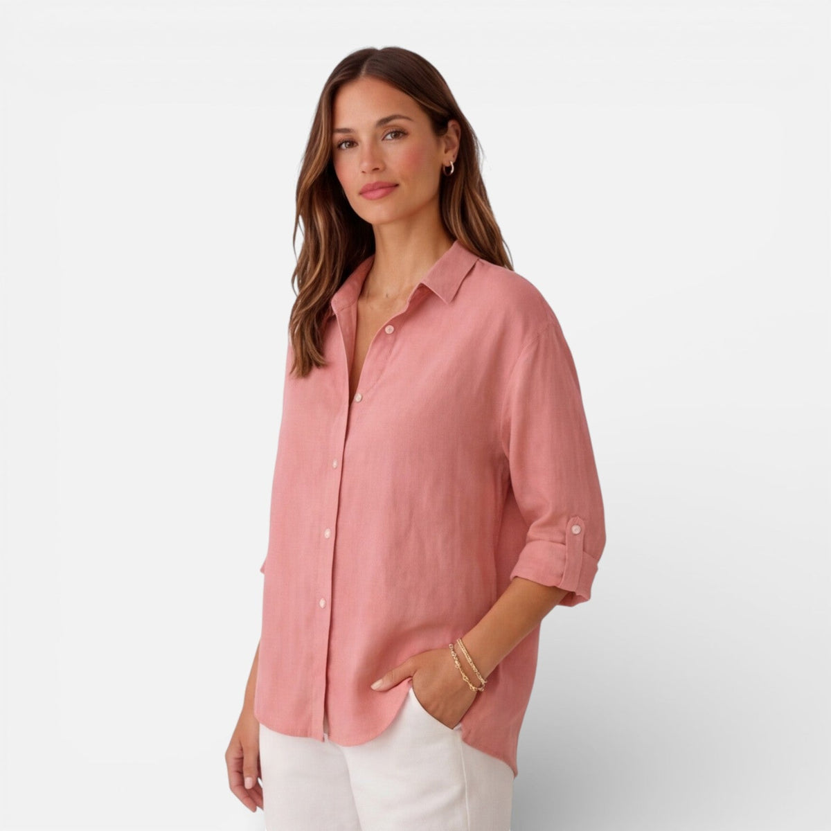 Linen Shirt Men Women Cotton Blend Breathable Lightweight Relaxed Fit
