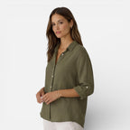 Linen Shirt Men Women Cotton Blend Breathable Lightweight Relaxed Fit