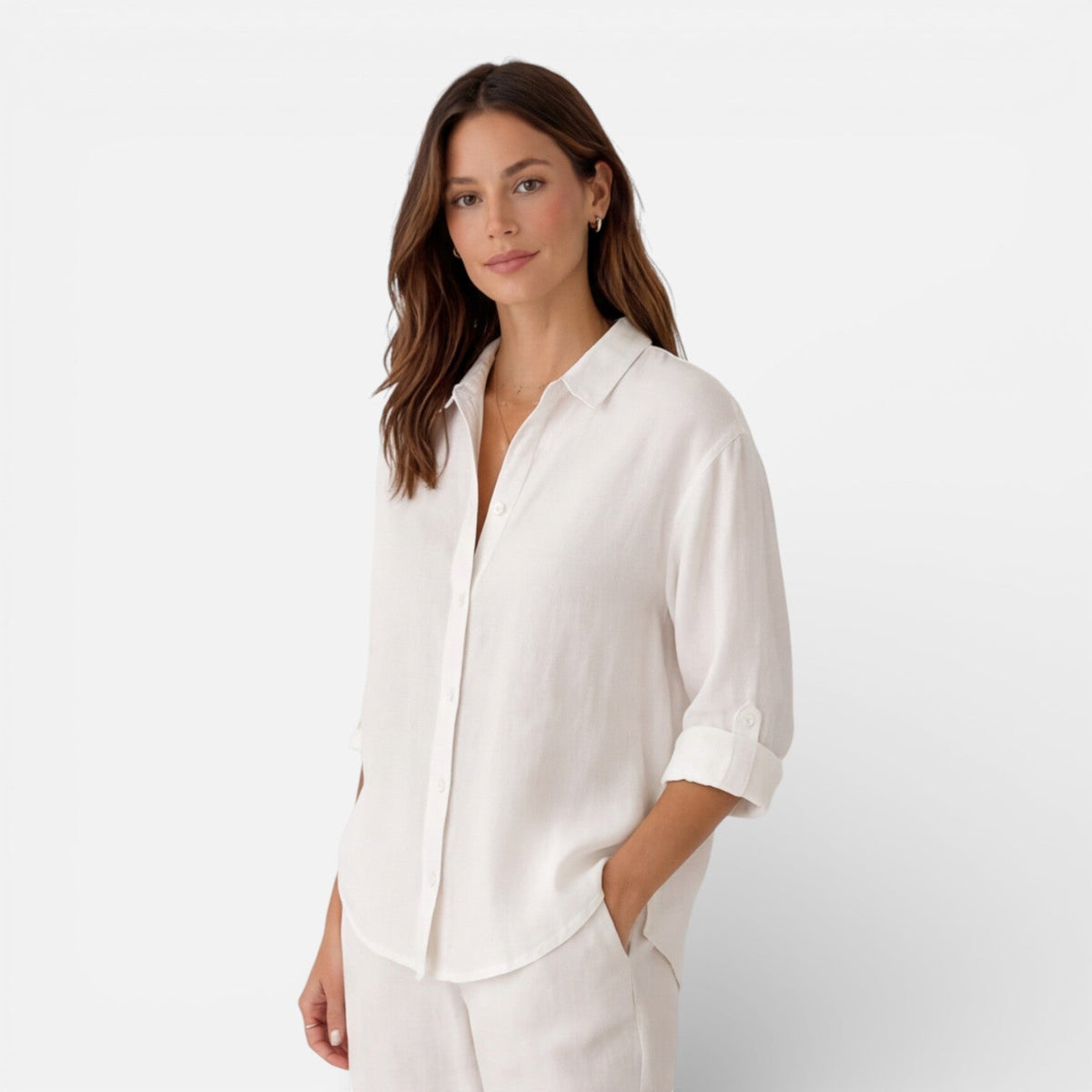 Linen Shirt Men Women Cotton Blend Breathable Lightweight Relaxed Fit