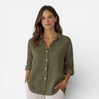 Linen Shirt Men Women Cotton Blend Breathable Lightweight Relaxed Fit