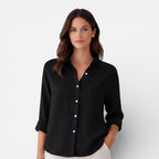 Linen Shirt Men Women Cotton Blend Breathable Lightweight Relaxed Fit