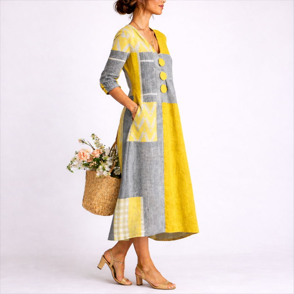 Tamsin | Midi Dress | Linen Blend, Wrap-Inspired | Summer, Women's