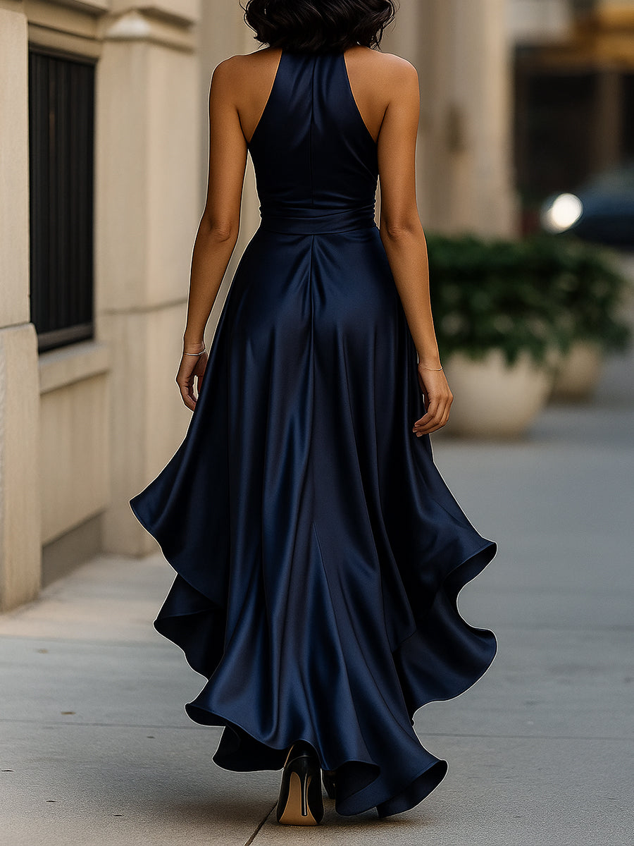 Wrap Dress Women Sleeveless V Neck Midi Length