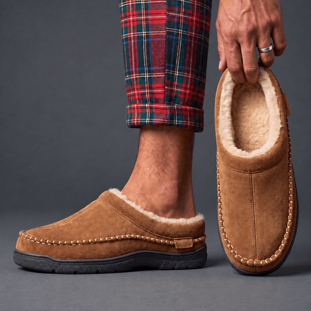 Orthopedic Slippers Men | Winter Fur Lined Plush Cushioned Sole