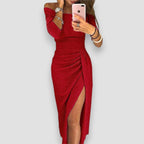 Sequin Dress Women Off Shoulder Bodycon Knit Midi Wrap Party