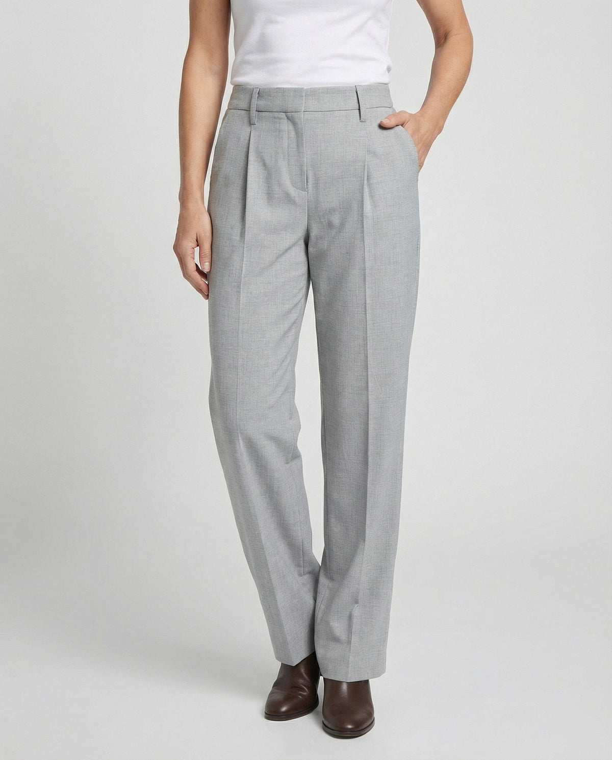 Women Wide Leg Trousers High Waist Creased
