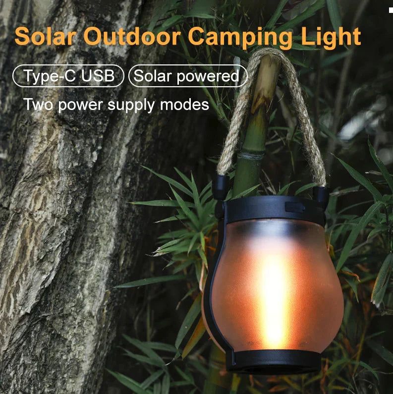 Solar Garden Light Lantern Realistic LED Flame Effect Waterproof