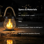 Solar Garden Light Lantern Realistic LED Flame Effect Waterproof