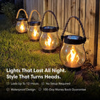 Solar Garden Light Lantern Realistic LED Flame Effect Waterproof