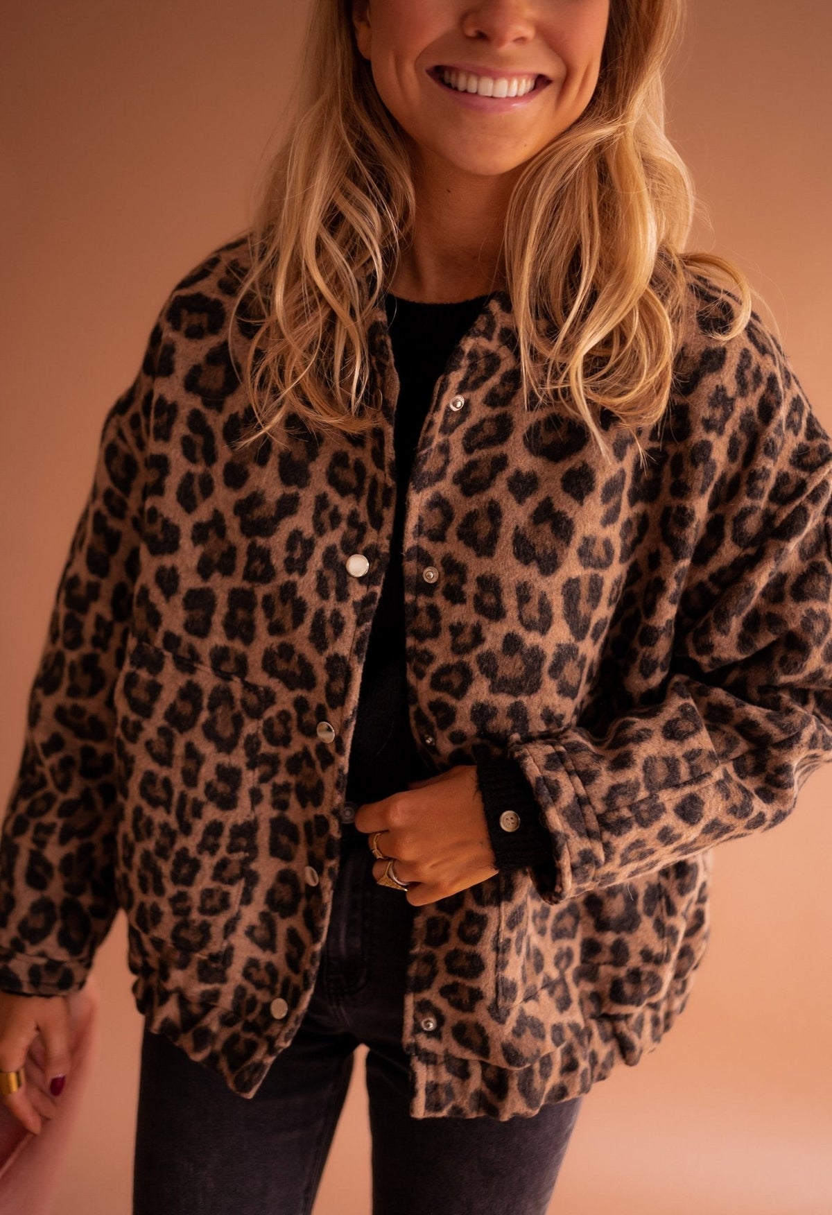 Women Animal Print Jacket Lined