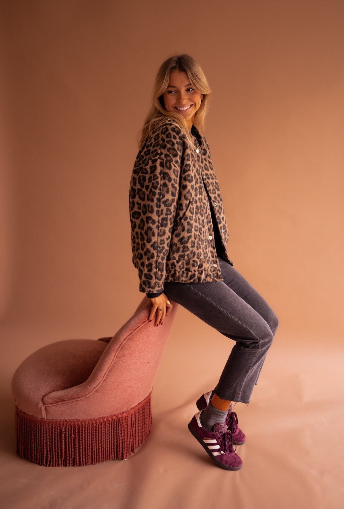 Women Animal Print Jacket Lined