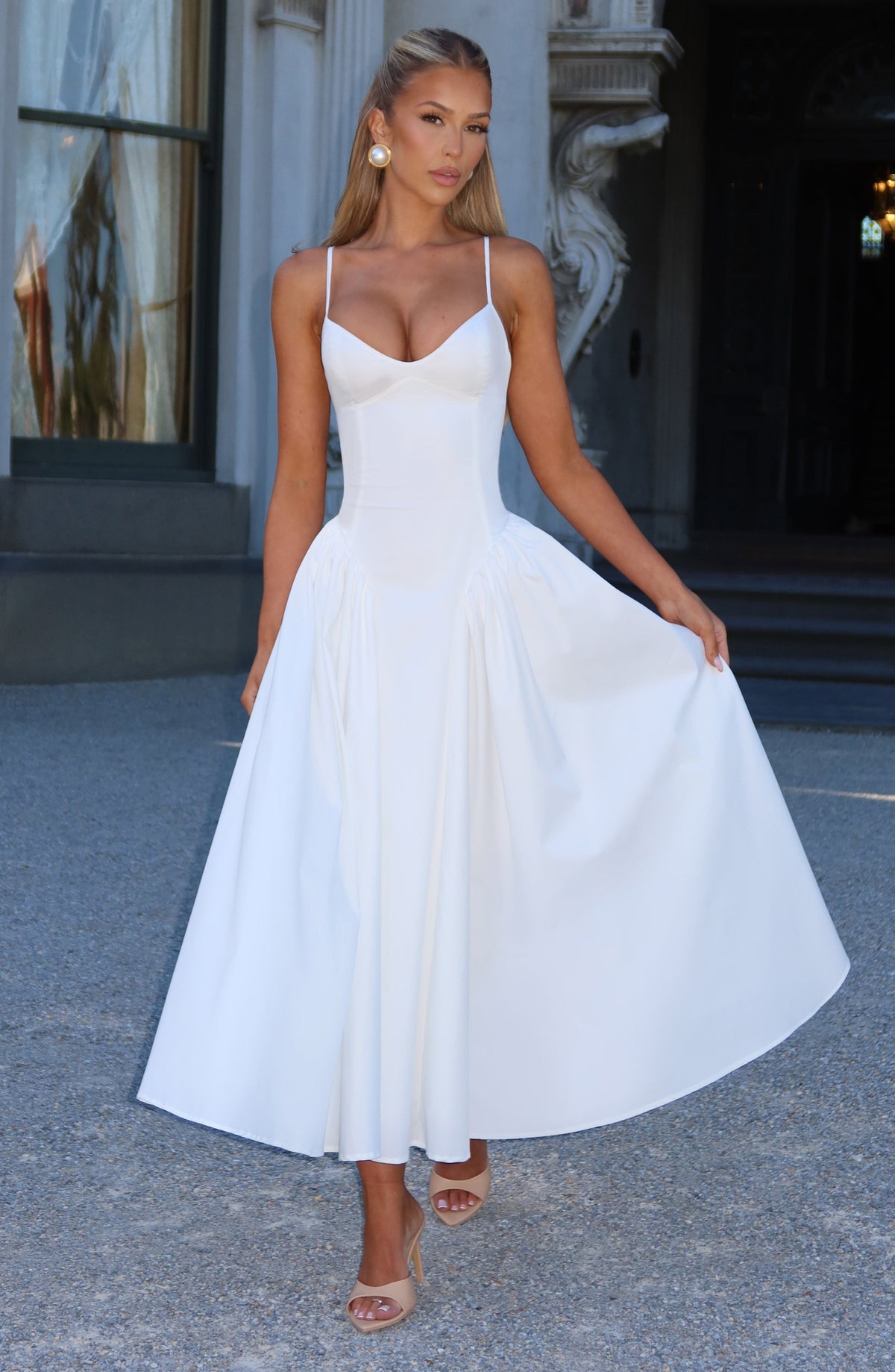 Midi Dress Sweetheart Neckline Dropped Waist Tulle Lining | Nova