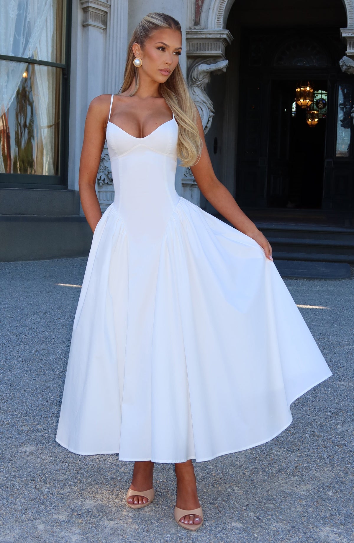 Midi Dress Sweetheart Neckline Dropped Waist Tulle Lining | Nova