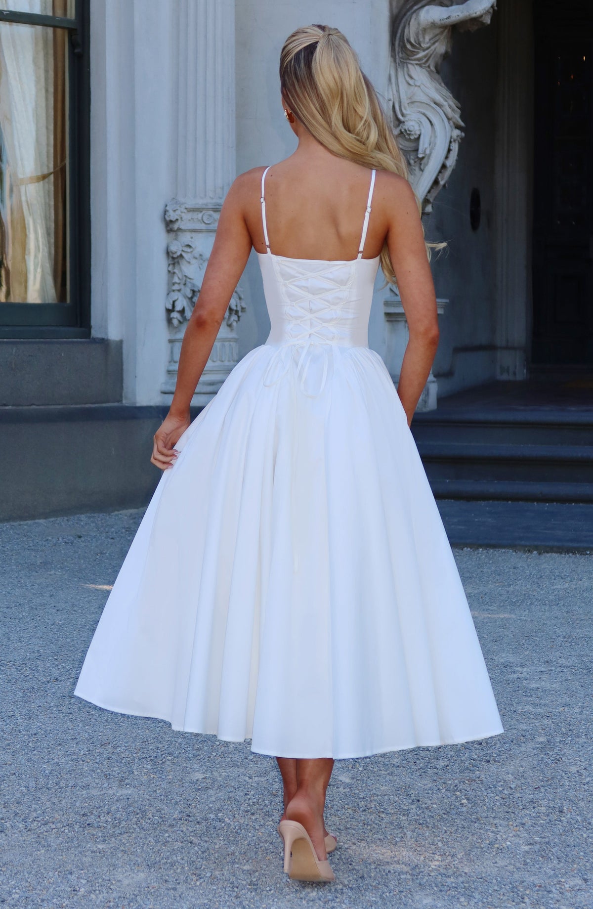 Midi Dress Sweetheart Neckline Dropped Waist Tulle Lining | Nova