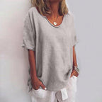 Cosima | Women's Oversized T-Shirt | Loose Fit, V-Neck | Cotton Summer Top