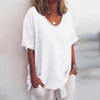 Cosima | Women's Oversized T-Shirt | Loose Fit, V-Neck | Cotton Summer Top