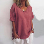 Cosima | Women's Oversized T-Shirt | Loose Fit, V-Neck | Cotton Summer Top