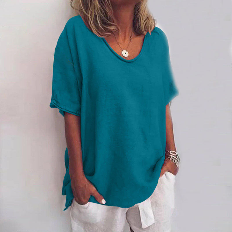 Cosima | Women's Oversized T-Shirt | Loose Fit, V-Neck | Cotton Summer Top
