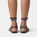Orthopedic Sandals Women | Snake Print Crossover Strappy Flat Sandals