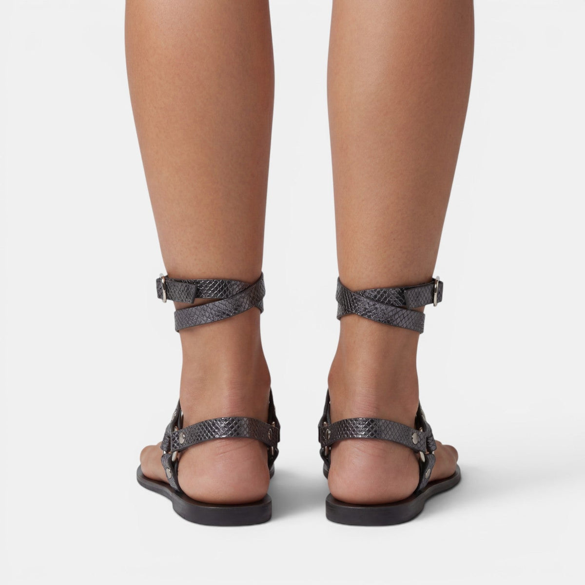 Orthopedic Sandals Women | Snake Print Crossover Strappy Flat Sandals