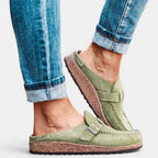 Orthopedic Sandals Women Suede Buckle Cushioned Footbed