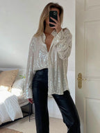 Women Sequin Oversized Blouse Glitter | Halle
