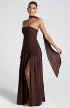 Linnea | Women's Maxi Dress | Strapless, Thigh Slit | Flowy, Formal