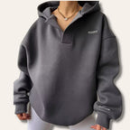 Women Oversized Pullover Hoodie Notch Neck Drop Shoulder