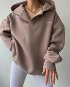Women Oversized Pullover Hoodie Notch Neck Drop Shoulder