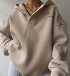 Women Oversized Pullover Hoodie Notch Neck Drop Shoulder