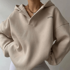 Women Oversized Pullover Hoodie Notch Neck Drop Shoulder