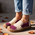 Women Orthopedic Shoes Leather Slip On Flat Hand Stitched Sole