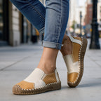 Women Orthopedic Shoes Leather Slip On Flat Hand Stitched Sole