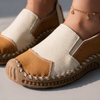 Women Orthopedic Shoes Leather Slip On Flat Hand Stitched Sole