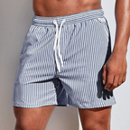 Mens Shorts Striped Swimwear Trunks Side Pockets Knee Length