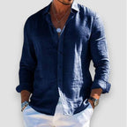 Linen Shirt Men Lightweight Slim Fit Long Sleeve Full Button Front